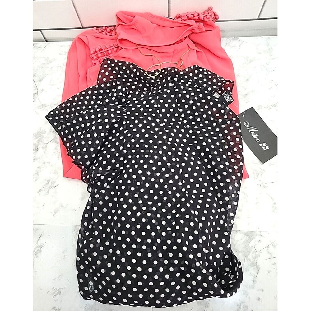 2 Woman’s XL Dresses Dressy Business Date Night Polka Dots Midi Vacation Church